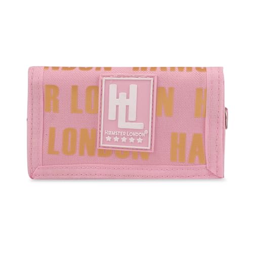 HAMSTER London Insider Wallet with Dual Zip Compartments Compact Lightweight Wallet for Coins Cash Small Essentials Stylish Durable Design for Kids (Pink)