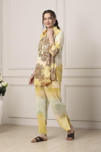 Biba Women Green Viscose Rayon Straight Suit Set_36
