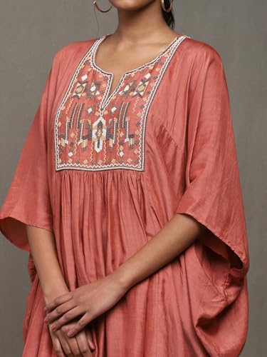 Ritu Kumar Rust Solid Silk Kurta with Palazzo