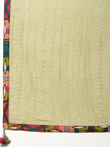 Ritu Kumar Teal Printed Viscose Kurta With Pant And Dupatta