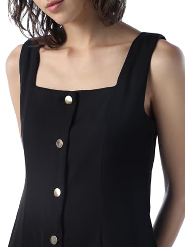 ONLY Women Solid Fit and Flare Black Dress
