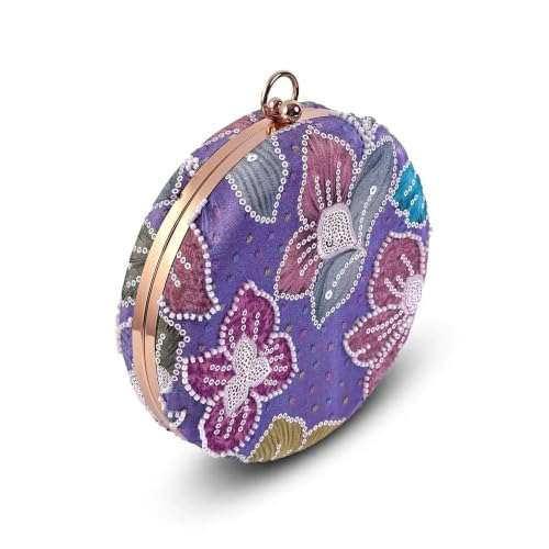 THE TAN CLAN Riveria Multicolor Round Clutch | Circle Evening Bag for Women | Party & Festive Clutch Purse