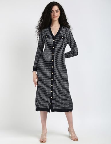 Tommy Hilfiger Women's Wool Blend A-Line Ankle Length Casual Dress (F24HWDR078 White