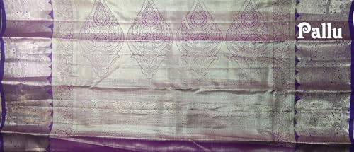 VFCollections Women's Traditional Handloom Kanchipuram Silk Pure Pattu Sarees | Rich Zari Woven Design | Bridal Saree | Unstitched Blouse (VFC718-4)