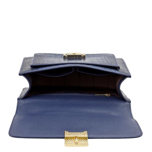Da Milano Leather Shoulder Bag for Women - Stardust Blue (LB-00984)