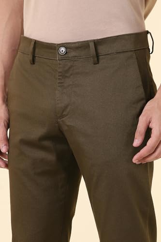 Men Brown Solid Casual Trousers