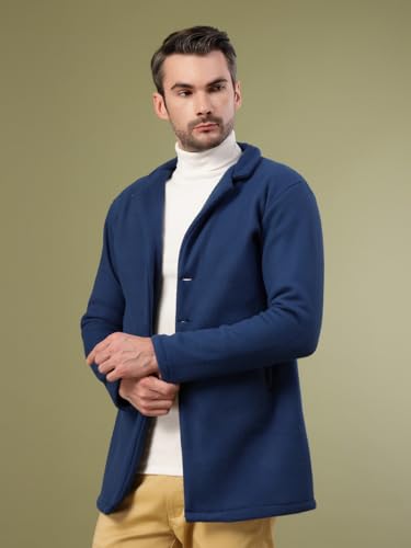 Rigo Cotton Polar Fleece Solid Overcoat for Men | Regular Fit Lapel Collar Long Jacket Overcoat | Winter Wear Men's Long Overcoat