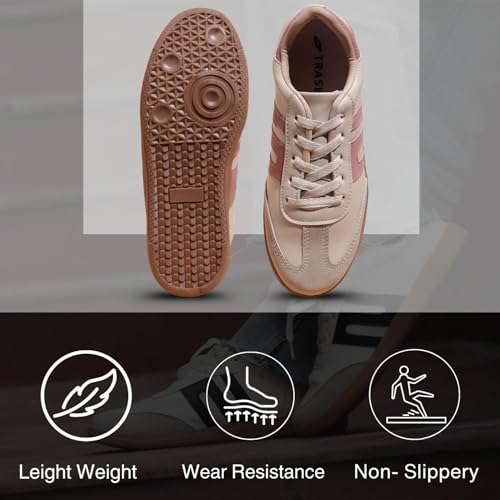 TRASE Casual Sneaker Shoes for Women | Soft Cushioned Insole | Sneakers for Woman | Lightweight | Comfortable | Stylish, Trendy Girls and Women Sneakers with Laces (Peach-Cream, 6 UK)