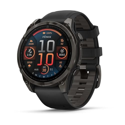 Garmin Fenix 8 47Mm,AMOLED,Saph,Crbngryti/Blk,Blk/Pebblegrybnd, Black