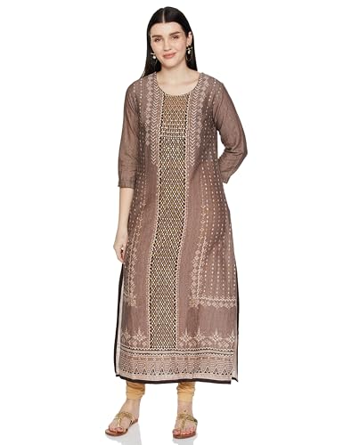 BIBA Women PRINTED GATHERED SALWAR KURTA DUPATTA(SKDIK RANG9511_INDIGO_40)