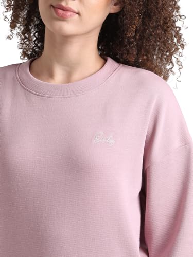 ONLY Women's Cotton Blend Round Neck Sweater (15334937-Dawn Pink_Dawn