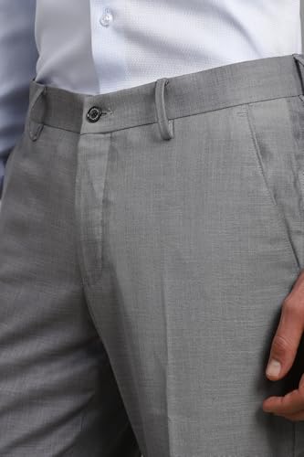Louis Philippe Men Grey Textured Flat Front Formal God's & Kings Trousers