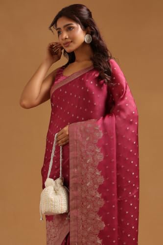 Soch Womens Lavender Satin Zari Woven Saree