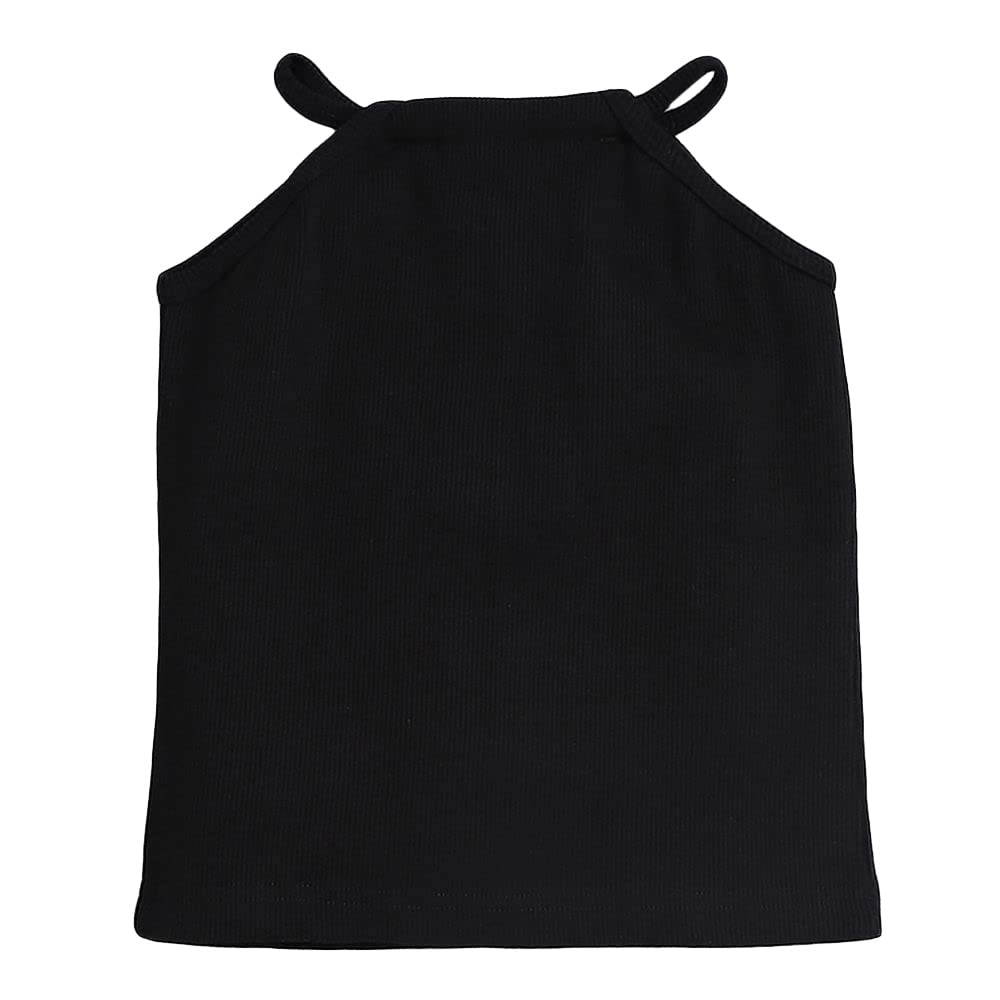 Hopscotch Girls Cotton Solid T-shirt and Skirt Set In Black Color For Ages 5-6 Years (JIG-3082401)