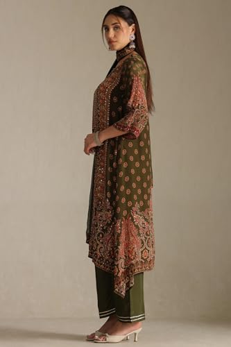 Soch Women's Crepe Salwar Suit Set (EWA5CD22201_Olive
