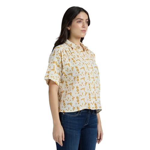 Pepe Jeans Women's Relaxed Fit Shirt (PL305079_Mustard Brown