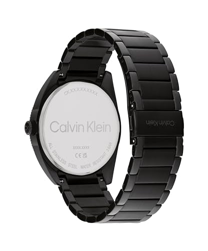 Calvin Klein Progress Qtz Basic Calendar Grey Round Dial Men's Watch|Ionic Plated Black Steel Material|Black Color Band - 25200448