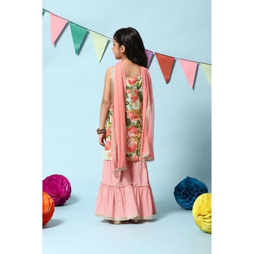 BIBA GIRL PRINTED A Line KID(KW4983_TURQUOISE_11)
