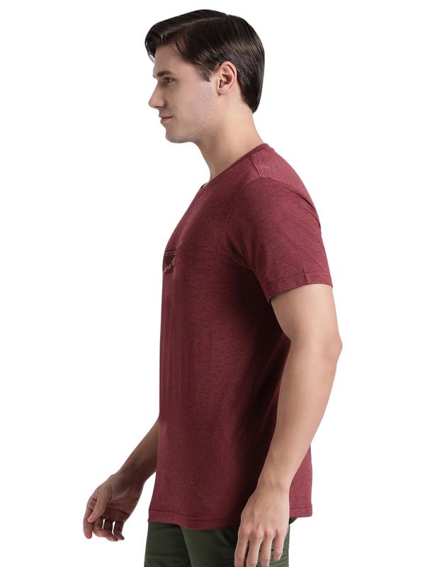 Wildcraft Stylish Men Polyester Kooltex Crewneck Graphic T-shirt - | Half Sleeve Regular Fit T-shirt for Mens (Wine, L)