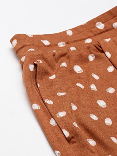Enamor Essentials-Relaxed Fit Soft, Drapey Printed Top & Jogger Lounge Set for Womens-EC19 (EC19_Terra Cotta Circle Aop_2XL)