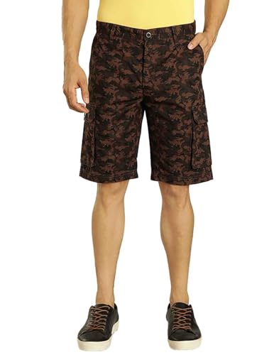 Indian Terrain Men Printed Cotton Shorts Brown
