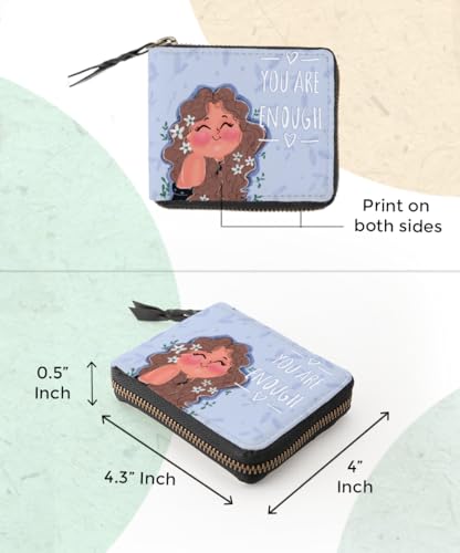 Kalankit Small Vegan Leather Wallet | Mini Bi-Fold Purse for Women | Slim Card Holder | Practical for Daily Use | A Nice Valentine Gifting Option for Women & Girls|You are Enough!