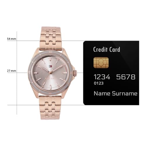 Tommy Hilfiger Quartz Grey Dial Golden Stainless Steel Strap Analog Watch for Women