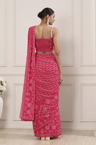 Biba Women Pink Poly Georgette Regular Saree_40