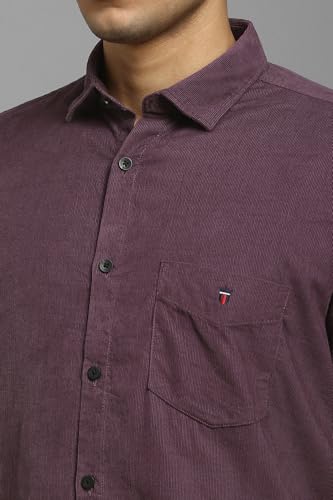 Louis Philippe Men Purple Textured Half Sleeves Casual Shirt