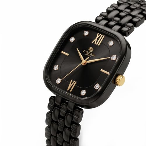 Carlton London Women's Quartz Bracelet Watch Chelsea Black Dial - CLSSCBLK