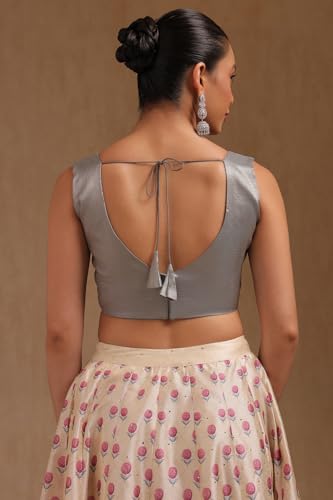 Soch Womens Grey Tussar Chevron Padded Blouse