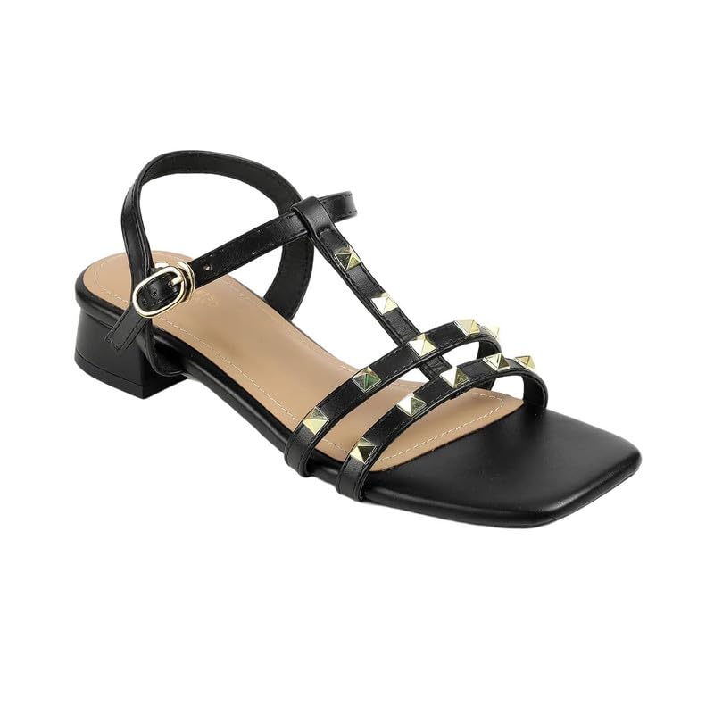 tresmode SUD Black Women's Dress Block Heel Sandals in Size 7 UK / 40 EU