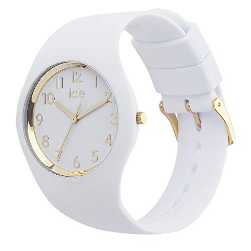 Ice-Watch - ICE Glam White Gold Numbers - Women's Wristwatch with Silicon Strap, White, Small (34 mm), Small (34 mm)