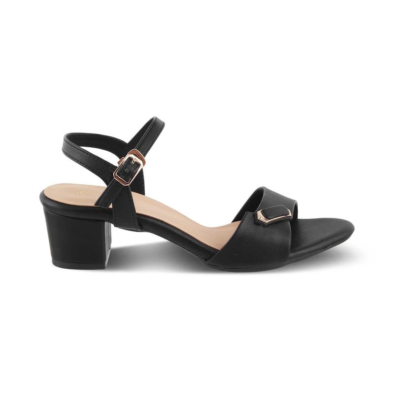 tresmode 239-MAUI Black Women Dress Block Heel Sandals EU/39 UK/6