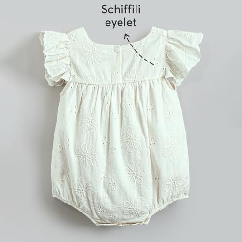 Hopscotch Baby Girls Floral Print Short Sleeves Ivory Bodysuits For Ages (3-6 Months)