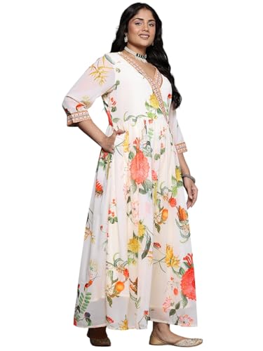 Floral Printed Sequined Detail Wrap Maxi Dress