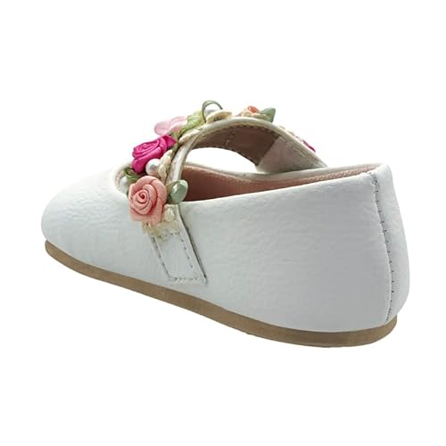 KazarMax Baby Girls Ivory White Ballet Flat Ballerina - 36-42 Month
