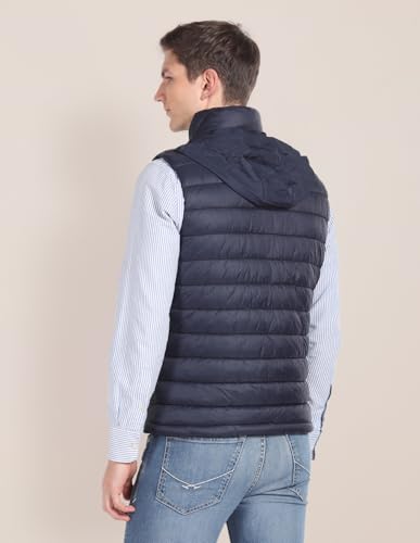 U.S.Polo Association Men's Concealed Hood Sleeveless Jacket (USJCKO3005_Navy_M)