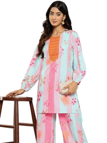 Ahalyaa Women's Polyester Kurta Sets (Pack of 2) (AHTUPZ-COMBO-724-ICH_Pink M)