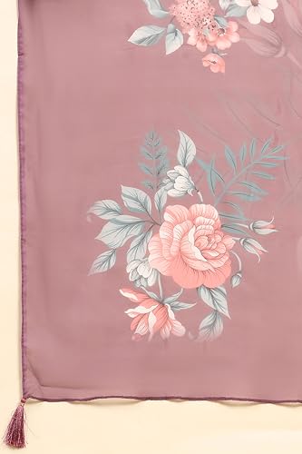 TRENDMALLS Women's Satin Silk Embroidery Salwar Suit Set Kurta Pant with Dupatta (G192-Purple-XXL)