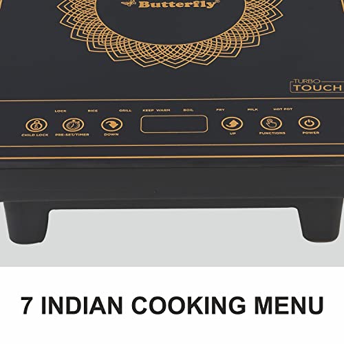 Butterfly Turbo Touch 1800W Induction Cooktop, Black, Sealed, 1 Burner, b22