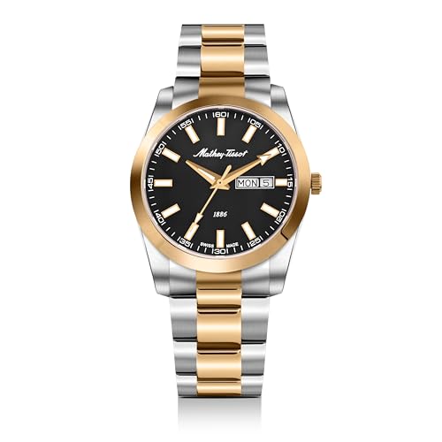 Mathey-Tissot Swiss Made Mathy I Day-Date Quatrz Black Dial Analog Watch for Men - H453RN