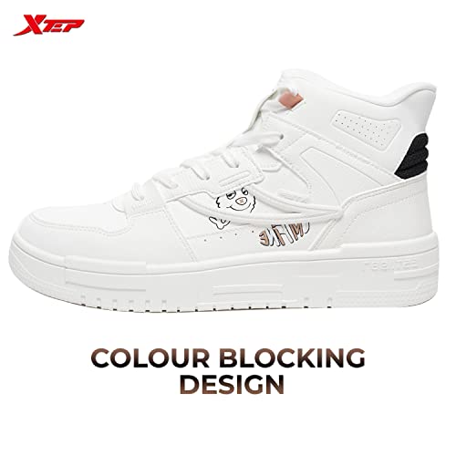 XTEP Women's White Classic High Top Lightweight Skateboarding Shoes (2 UK)