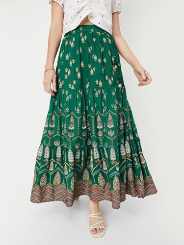 Max Rayon Western Skirt Dark Green