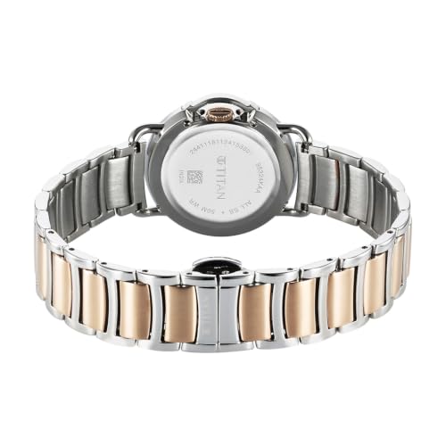 Titan Plain 3 Hands Work Wear Brown Round Dial Max.Area SS&Min Area Rose Gold Stainless Steel Strap Womens Watch - NU95324KM01
