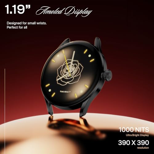 Fire-Boltt Glitz Women Smart Watch with 1.19” AMOLED Display, Bluetooth Calling, Rotating Crown, Always On Display, 1000 Nits Brightness, IP68 Waterproof Black