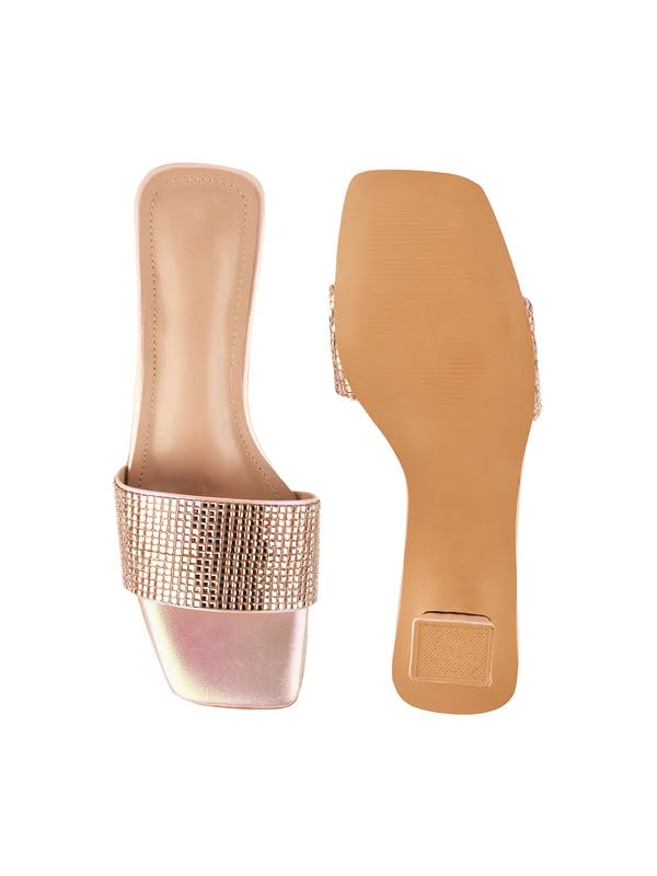 SELFIEE Embellished Block Heel Sandals Comfortable & Trendy Party Heels for Girls & Women