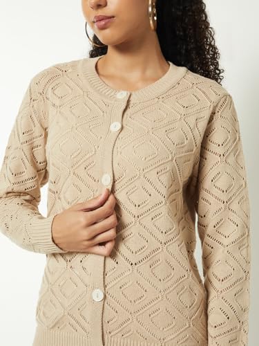 Max Women Knit Cardigan (Beige_XL)