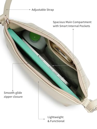 Fastrack City Beat Sling | White Faux-Leather Women’s Handbag | Adjustable Strap with Zipper Closure, Spacious Compartment & Stitch Detailing for Everyday Carry