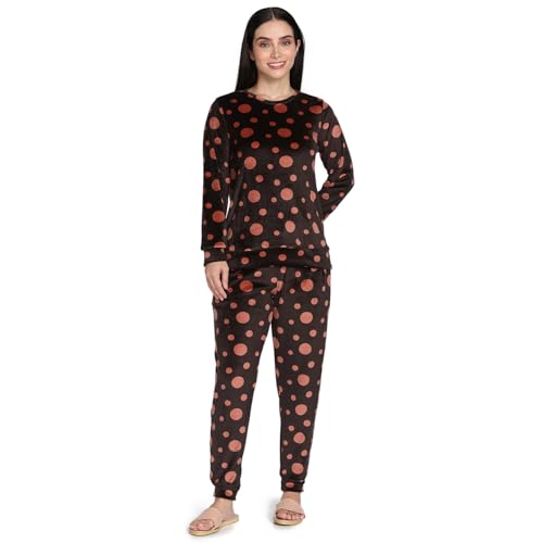 Zivame Knit Poly Velour Loungewear Set, Caviar, XL